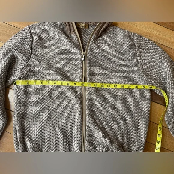 Paul Stuart Made in Italy Full-Zip Textured Cotton Sweater – Size S